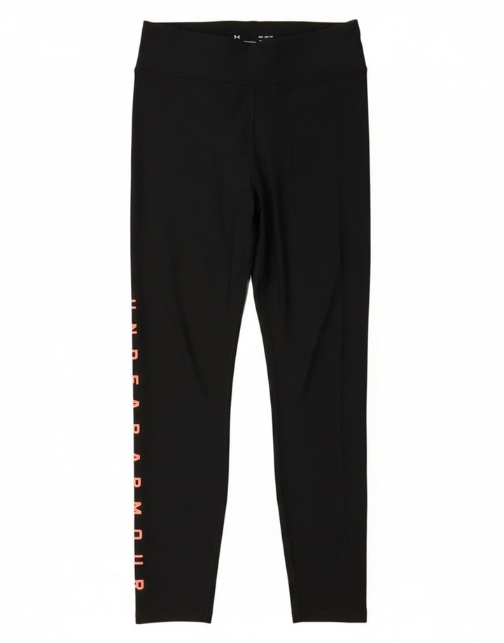 Under Armour Womens Graphic Leggings UK 12 Medium Black Polyester