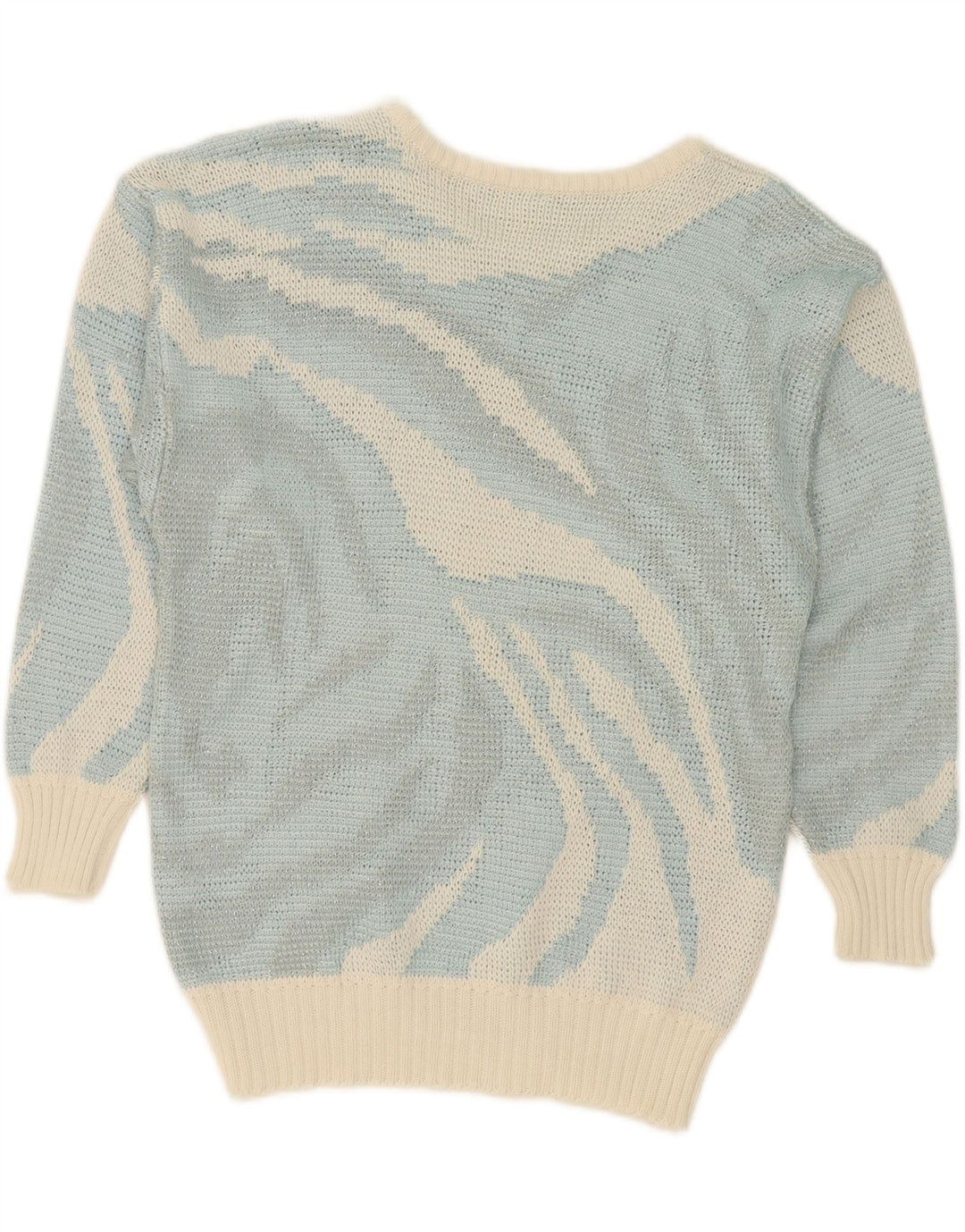 VINTAGE Womens Abstract Pattern Crew Neck Jumper Sweater EU 38 Medium Blue Vintage Vintage and Second-Hand Vintage from Messina Hembry 