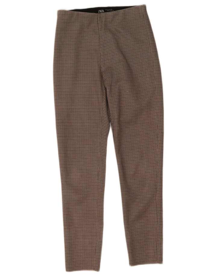 Zara Womens Leggings UK 4 XS Grey Houndstooth Polyester