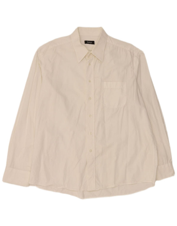 Camisa masculina Hugo Boss tamanho 44 17 1/2 XL algodão branco