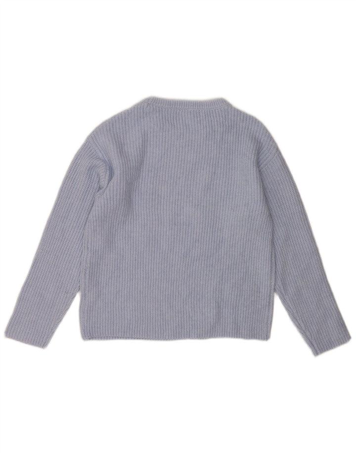 Marks & Spencer Womens Boat Neck Jumper Sweater UK 10 Small Blue Polyester