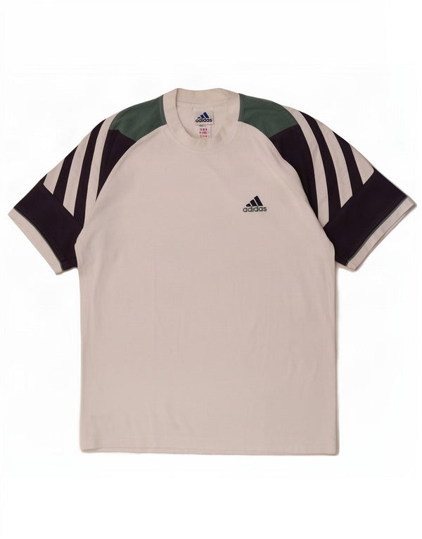 Adidas T-Shirt Homme Top UK 38/40 Coton Colorblock Blanc Moyen