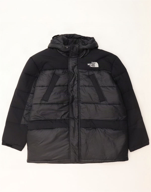 The North Face Mens Hooded Padded Jacket UK 44 2XL Black Colourblock Nylon