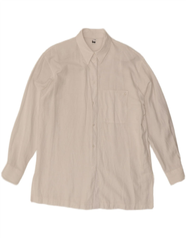 TRU Womens Shirt UK 14 Large White Viscose Vintage Tru and Second-Hand Tru from Messina Hembry 