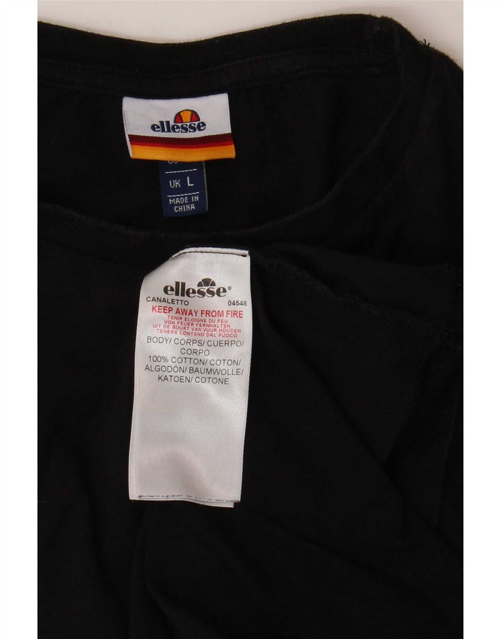 Ellesse - Camiseta para hombre, talla grande, color negro, algodón