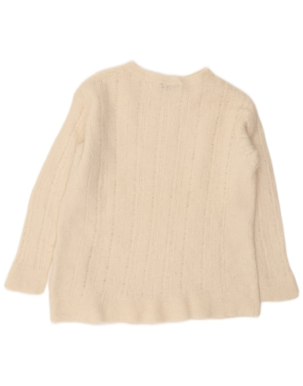 Zara Damen-Pullover mit U-Boot-Ausschnitt, UK 14, mittelweiße Wolle