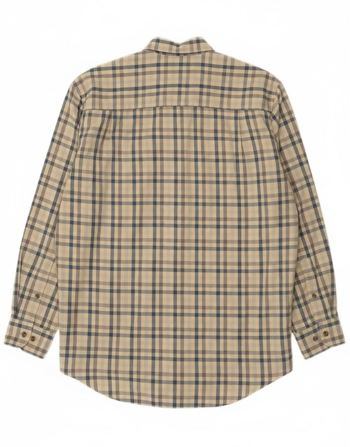 Timberland Mens Shirt Medium Beige Gingham Cotton