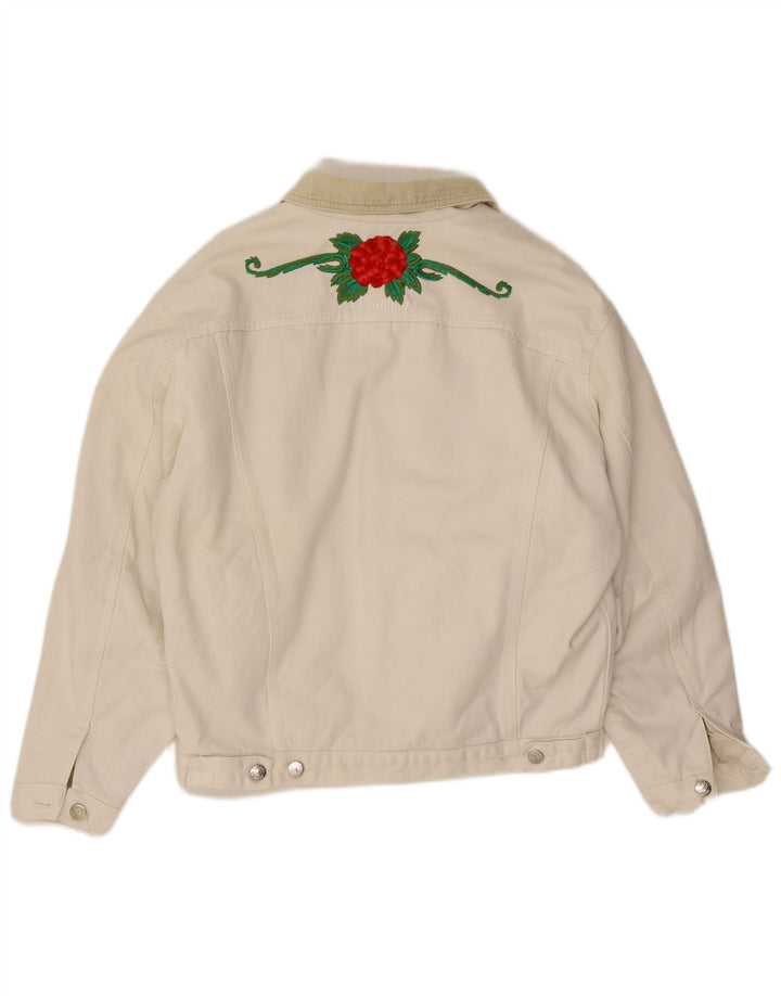 El Charro Mens Denim Jacket UK 36 Small White Floral