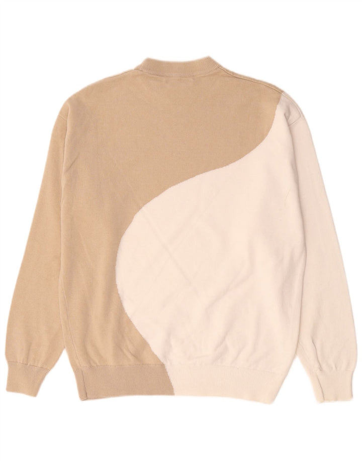 Zara Womens Oversized Sweatshirt Jumper UK 10 Small Beige Colourblock