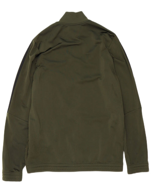 Adidas Boys Tracksuit Top Jacket 15-16 Years Green Polyester