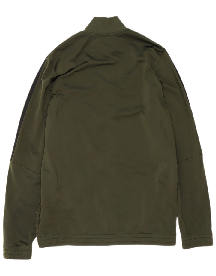 Adidas Boys Tracksuit Top Jacket 15-16 Years Green Polyester