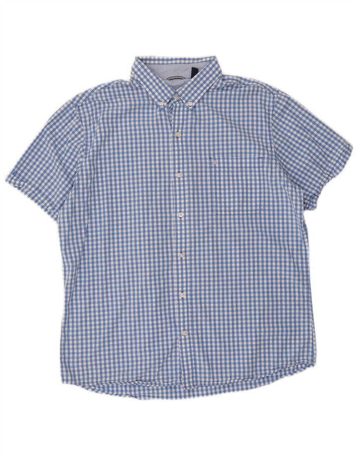 IZOD Mens Big & Tall Short Sleeve Shirt XL Blue Gingham