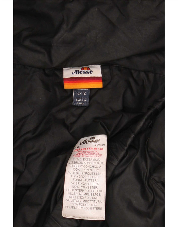 Ellesse Womens Hooded Oversized Padded Jacket UK 12 Medium Black Polyester