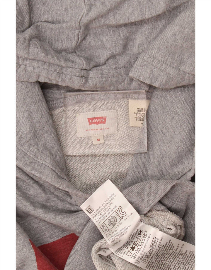 Levi's Mens Graphic Hoodie Jumper Medium Grey Flecked Cotton