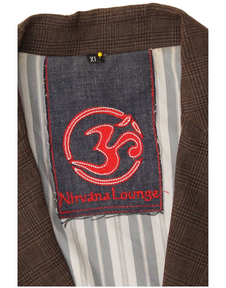 Nirvana Mens 2 Button Blazer Jacket UK 42 XL Brown Houndstooth