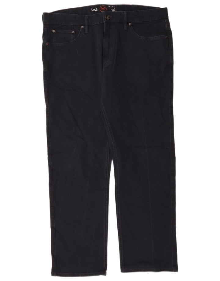Marks & Spencer Mens Straight Jeans W36 L29 Navy Blue Cotton