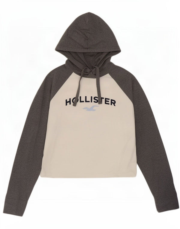 Hollister Womens Graphic Top Long Sleeve UK 6 XS White Colourblock