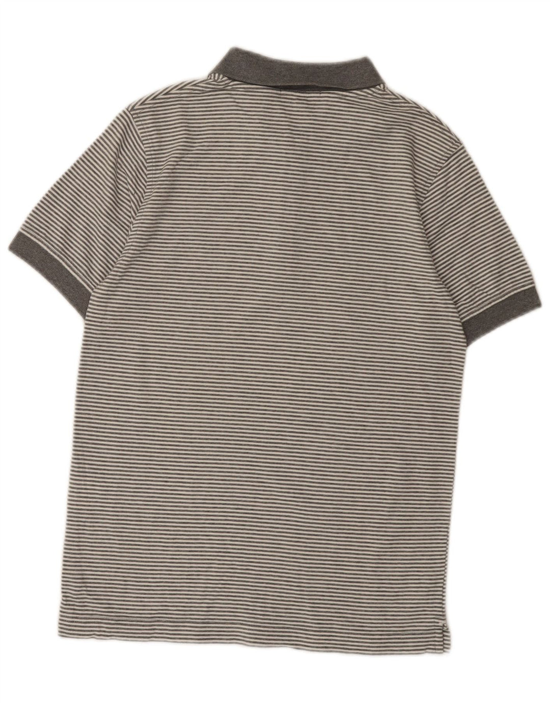 Lyle & Scott Mens Polo Shirt Medium Grey Striped Cotton