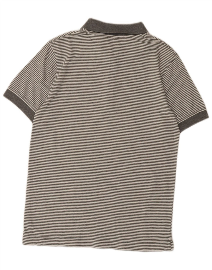 Lyle & Scott Mens Polo Shirt Medium Grey Striped Cotton
