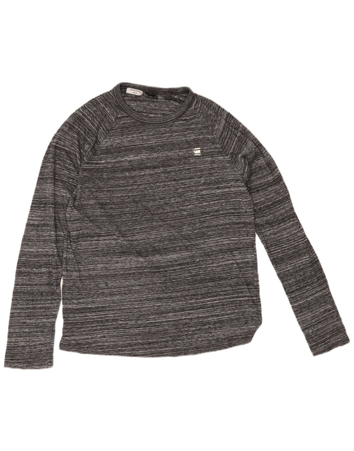 G-Star Mens Top Long Sleeve Small Grey Pinstripe Polyester