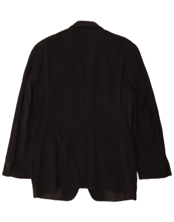 Emporio Armani Mens 3 Button Blazer Jacket IT 48 Medium Black Pinstripe