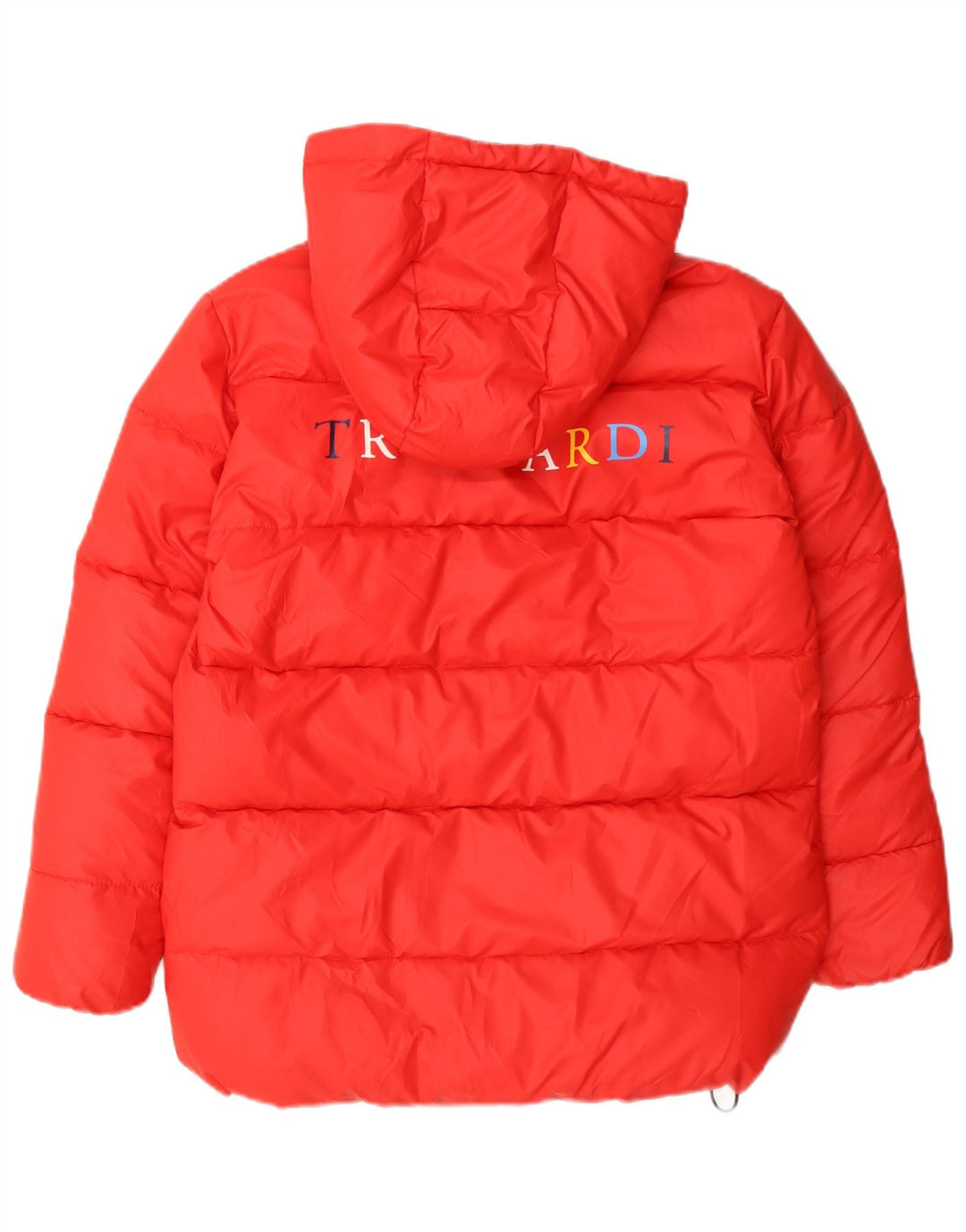Giubbotto imbottito con cappuccio Trussardi da bambino con grafica 11-12 anni in poliestere rosso