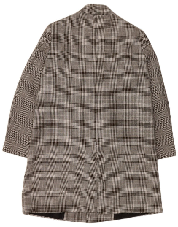 Zara Womens Double Breasted Coat UK 16 Large Grey Check Polyester