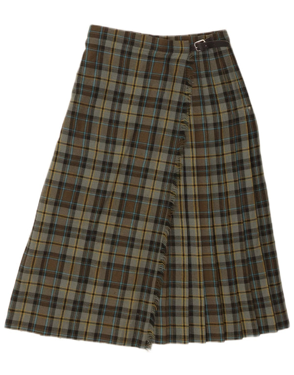 Gonna a portafoglio Kilted da donna Pringle W26 in lana vergine a quadri piccoli verdi
