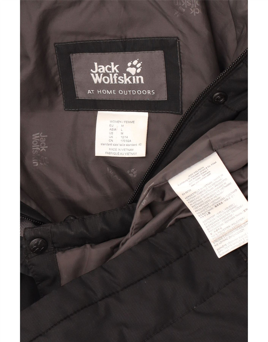 Damski ocieplany płaszcz z kapturem Jack Wolfskin UK 12/14, średni czarny poliester
