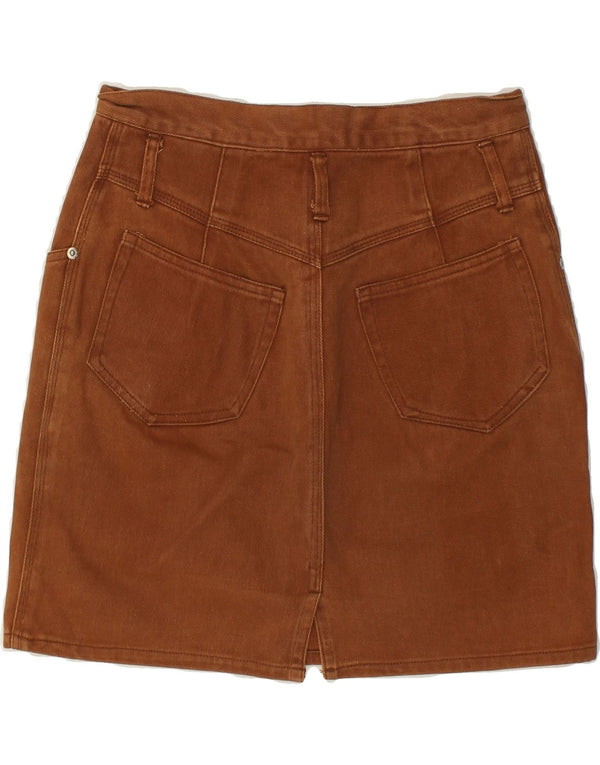 VINTAGE Womens Denim Skirt EU 40 Medium W28 Brown Cotton
