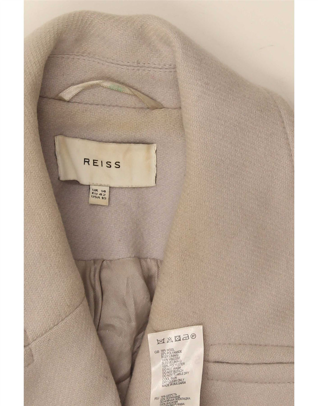 Reiss Abrigo corto de doble botonadura para mujer Reino Unido 44 Lana gris grande