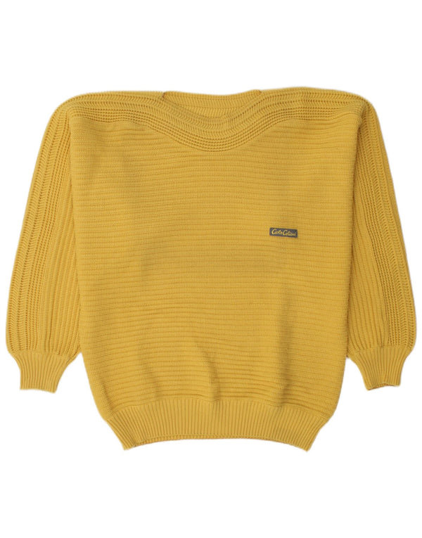 Carlo Colucci Mens Boat Neck Jumper Sweater IT 48 Medium Yellow New Wool