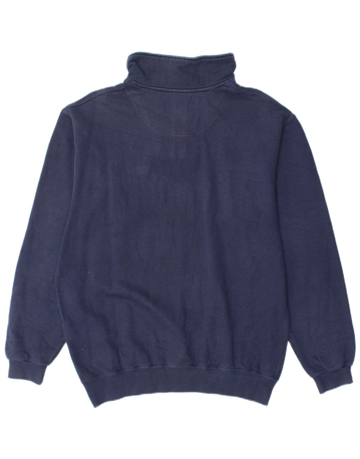 CHAMPION Mens Zip Neck Sweatshirt Jumper Medium Navy Blue Cotton