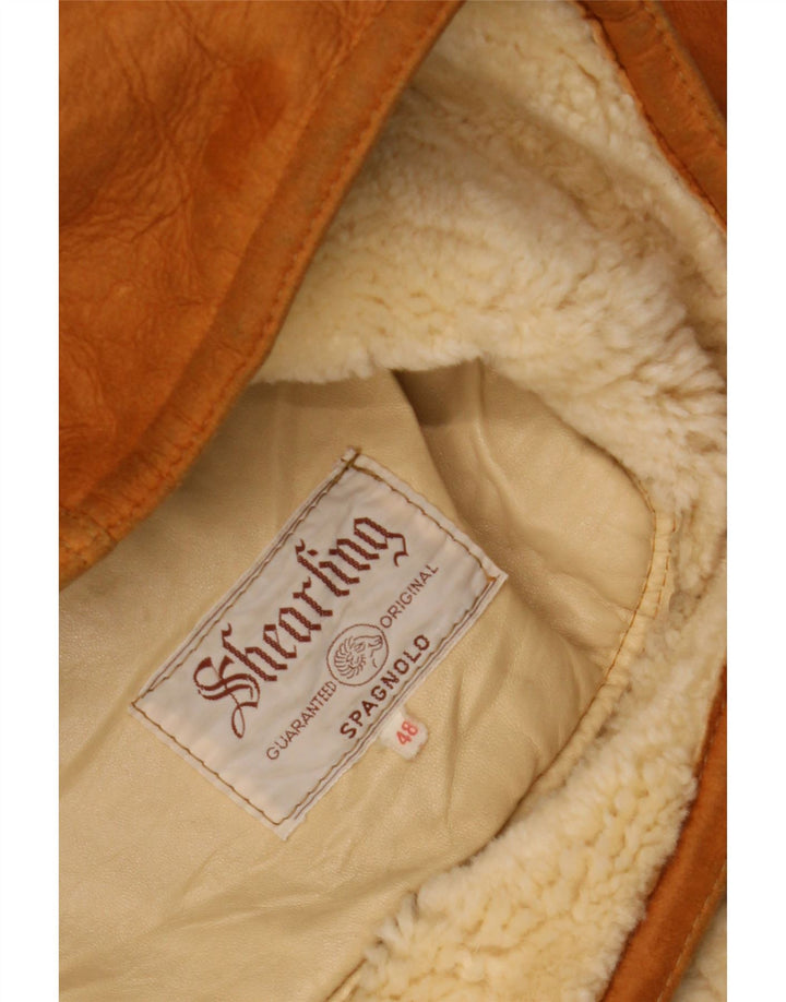Vintage Herren Shearling Jacke IT 48 Mittelbraun