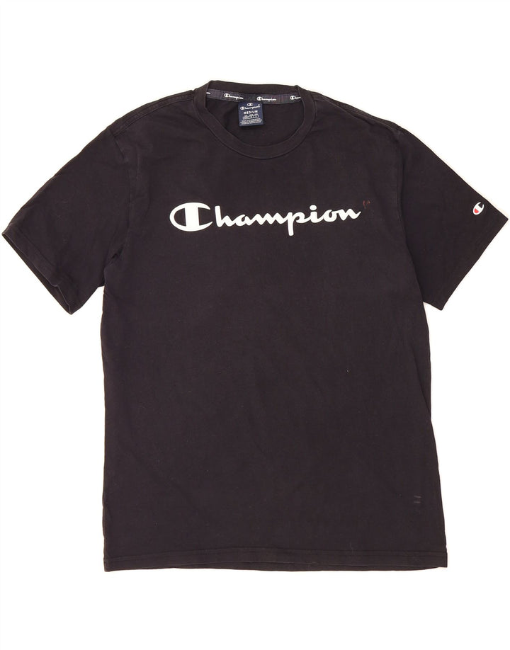 CHAMPION Mens Graphic T-Shirt Top Medium Black Vintage Champion and Second-Hand Champion from Messina Hembry 