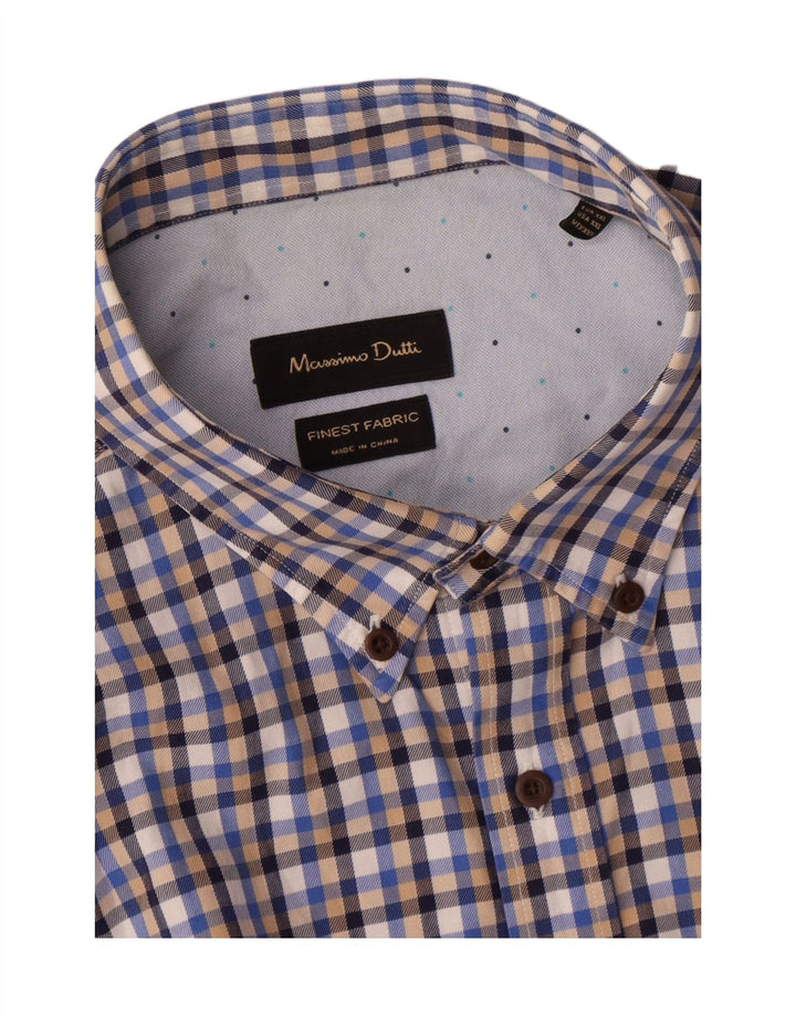 Massimo Dutti Mens Shirt 2XL Blue Check