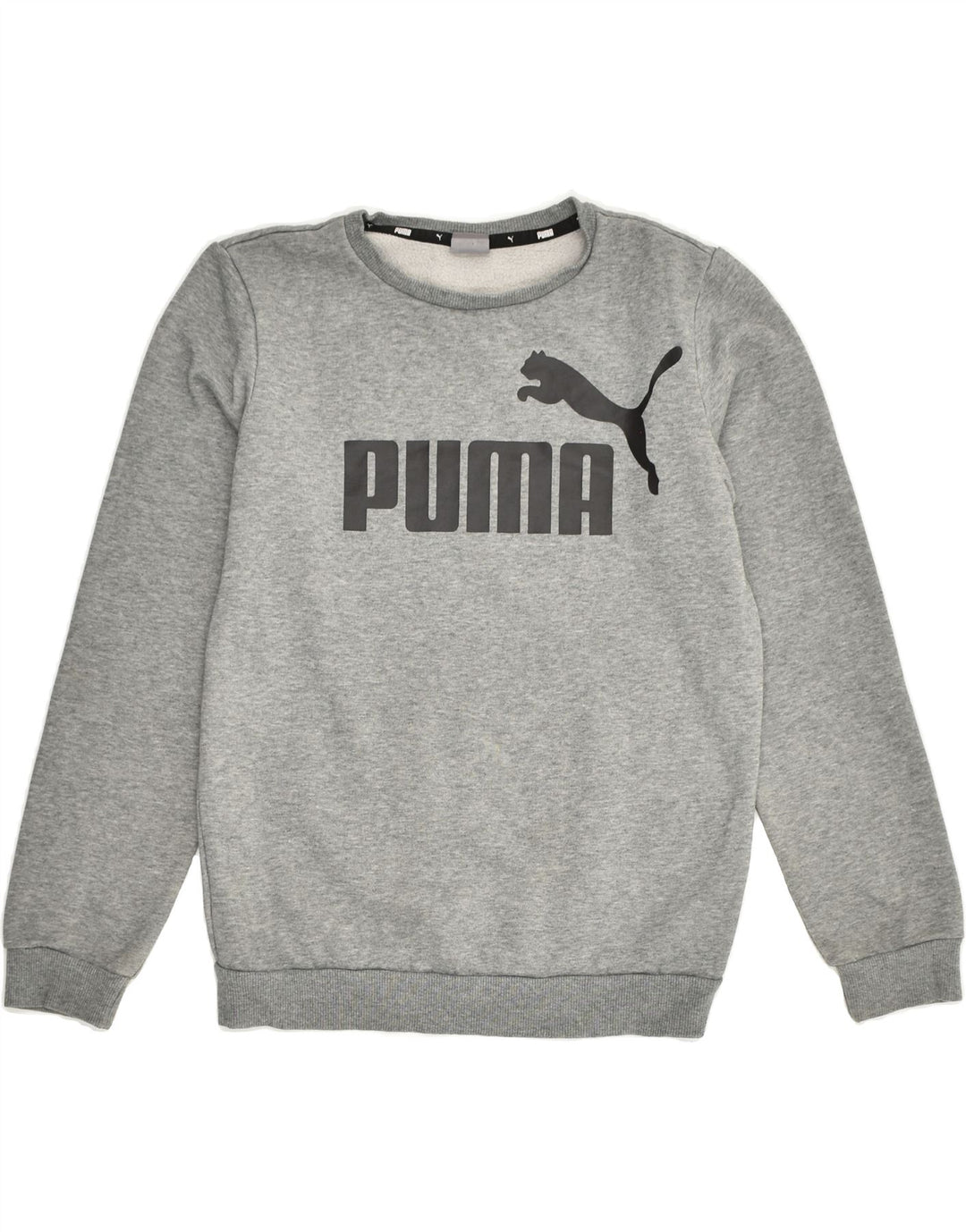 PUMA Boys Graphic Sweatshirt Jumper 13-14 Years Grey Cotton | Vintage Puma | Thrift | Second-Hand Puma | Used Clothing | Messina Hembry 
