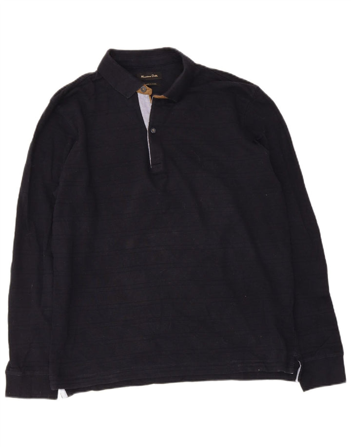 Massimo Dutti Polo à Manches Longues Homme Bleu Marine Moyen Coton