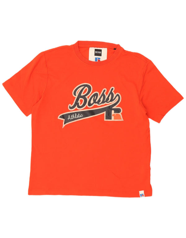 Hugo Boss Hombre Camiseta Estampada Regular Top Deportivo De Algodón Rojo Mediano