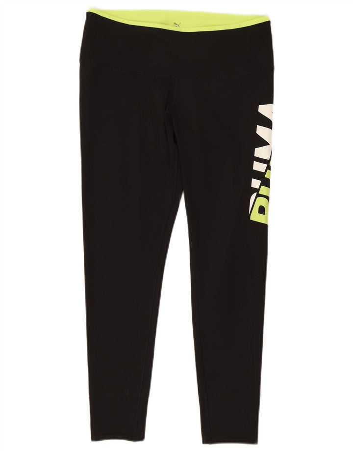 PUMA Womens Graphic Capri Leggings UK 14 Large Black Polyester