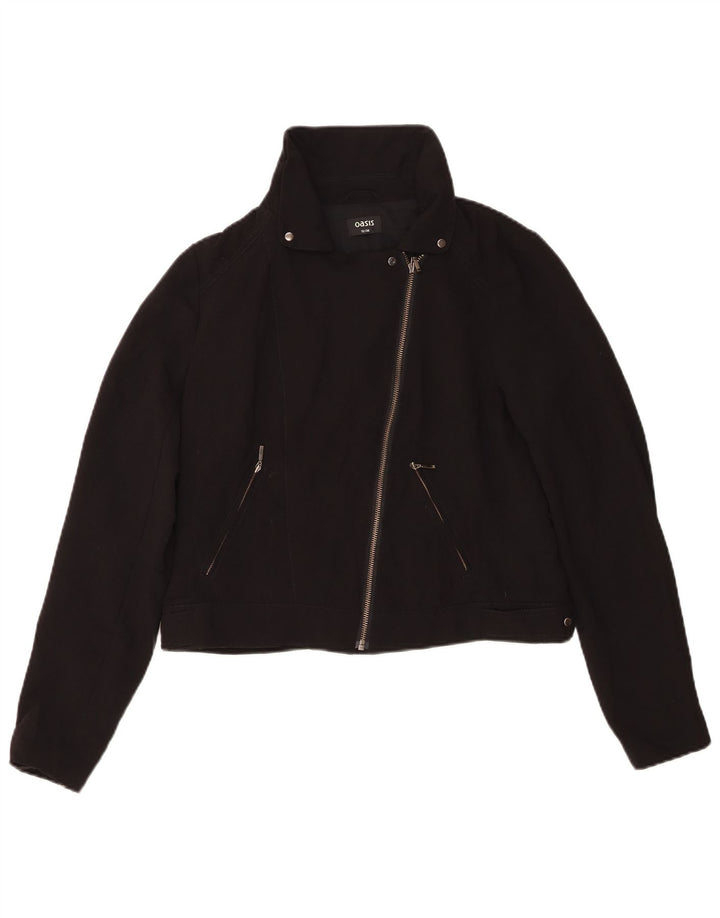Chaqueta motera corta para mujer Oasis UK 40 Mediana Poliéster negro