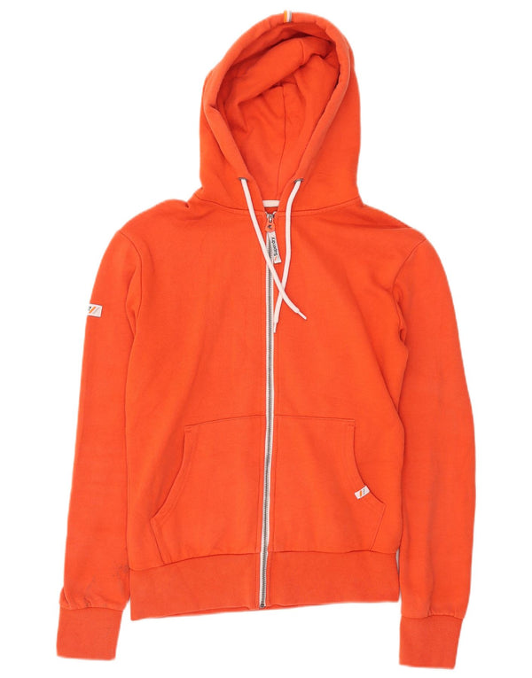 Superdry Mens Zip Hoodie Sweater Small Orange Cotton