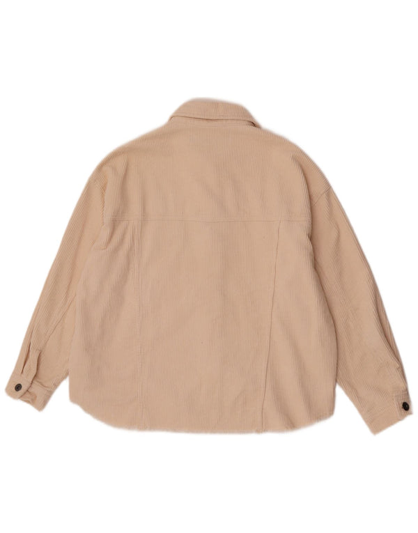 Zara Veste surdimensionnée en velours côtelé pour femme UK 6 XS Beige
