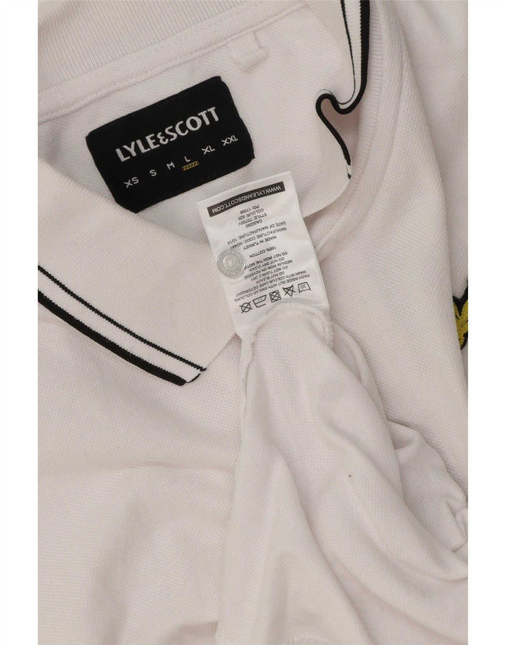 Lyle & Scott Mens Polo Shirt Large White Cotton