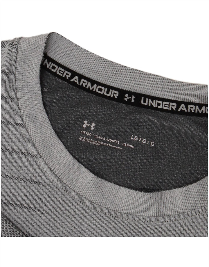 Under Armour Mens Graphic T-Shirt Top Large Grey Striped