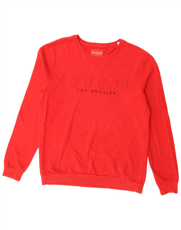 Guess Mens Graphic Sweatshirt Jumper Large Red Cotton