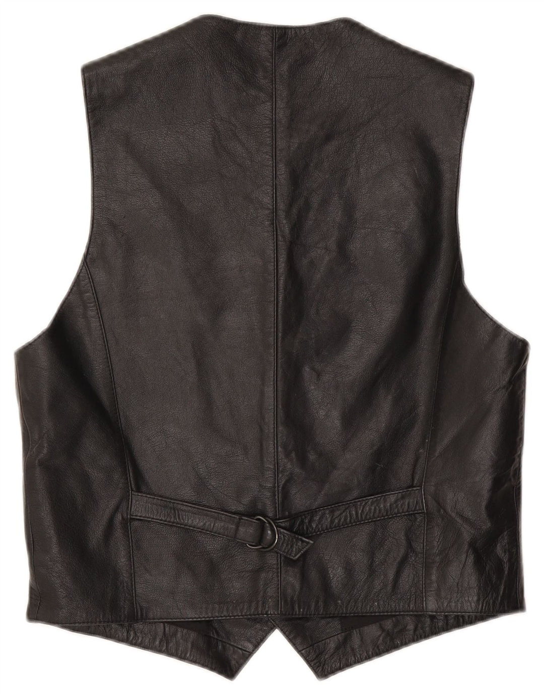 Vintage Mens Leather Waistcoat IT 50 Medium Black
