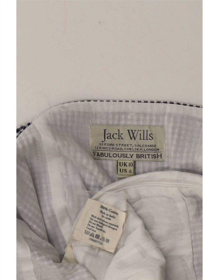 Jack Wills Womens Sleeveless Regular Playsuit UK 10 Small Blue Check Cotton