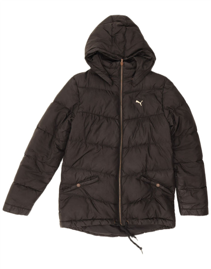 Puma Womens Hooded Padded Jacket UK 12 Medium Black Polyester