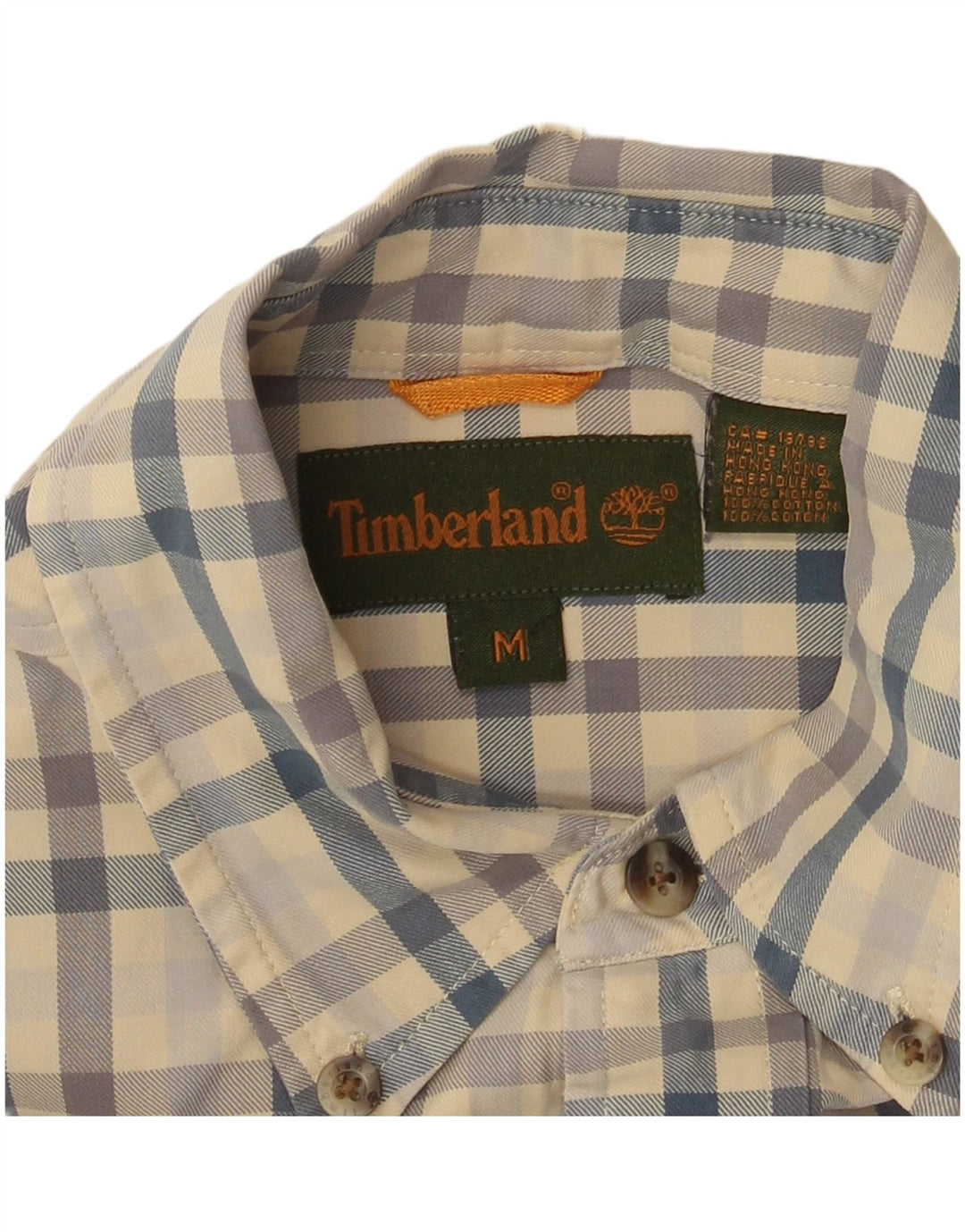 Timberland Mens Shirt Medium Beige Gingham Cotton